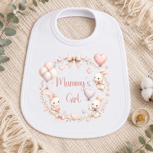 MUMMYS GIRL BIB2 RABBIT DESIGN