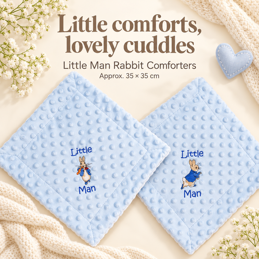 little man embroidered sherpa backed comforter