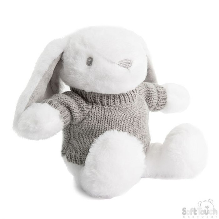 PERSONALISED  EMBROIDERED  BUNNY WITH KNITTED JUMPER