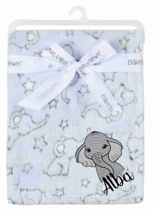 Personlised Embroidered  SAFARI zebra elephant giraffe / FLOWERS  Baby Blanket