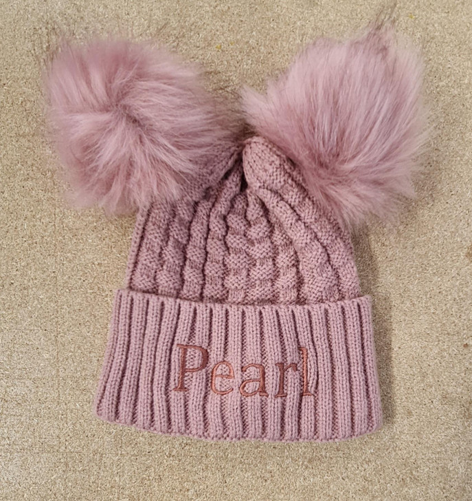 PERSONALISED DOUBLE POM POM  HAT  2 SIZES