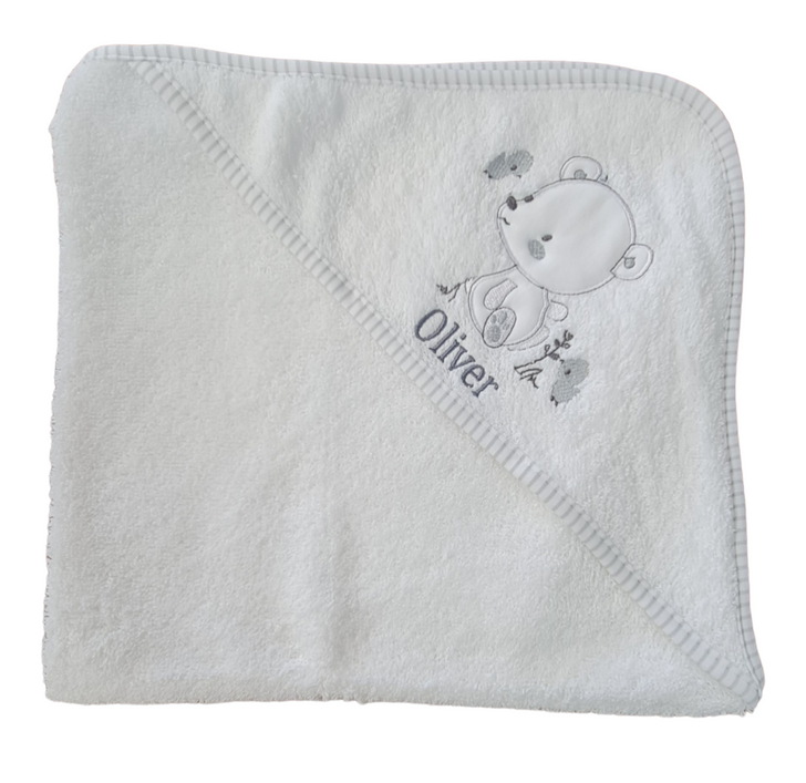 PERSONALISED BABY GREY my little chic  HOODED TOWEL/ROBE