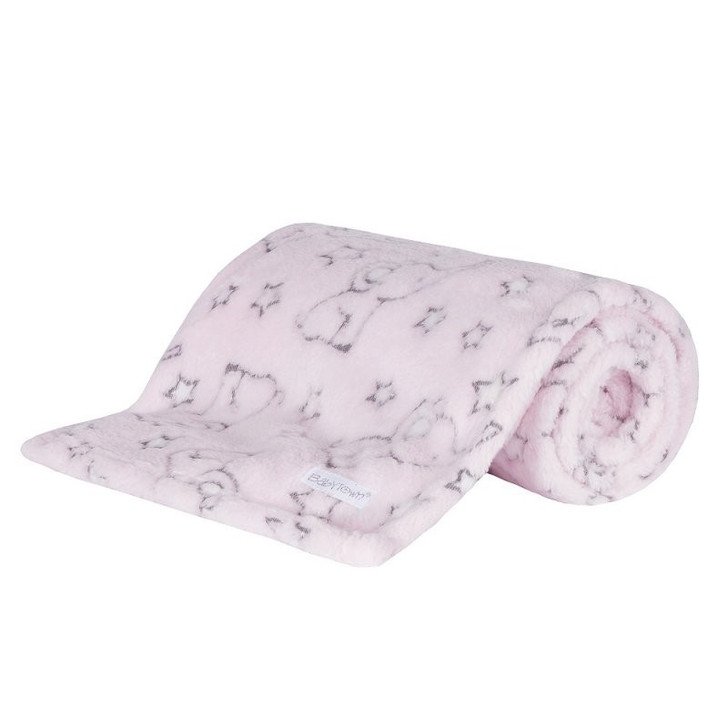 19C216 Baby Pink Elephant Jacquard Blanket