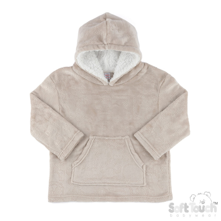 HD305-BI: BISCUIT ANIMAL Embossed Hoodie (6-24 Months)