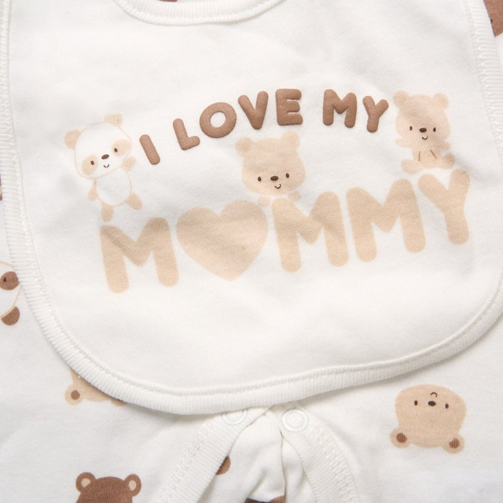 F10095NB: Baby Unisex " I Love My Mummy" 6 Piece Mesh Bag Gift Set (NB-6 Months)