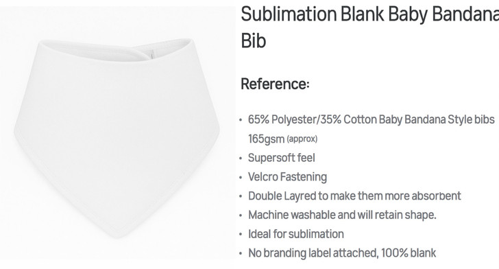 White Blank Baby sublimation Bandana Bib