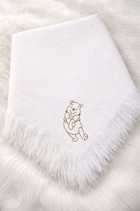 WINIE THE POOH   Baby shawl  christening boy girl white