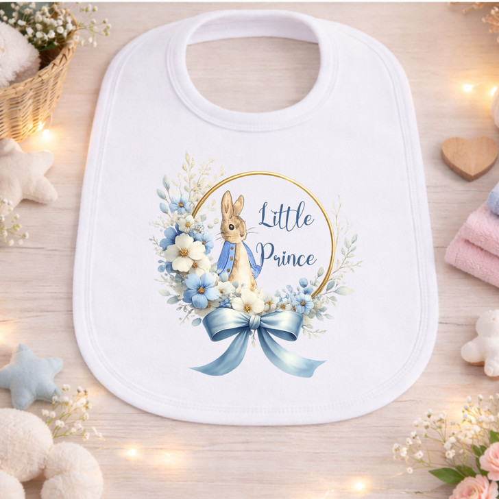 Little Prince  BLUE boys  PETER RABBIT  White Baby Bib