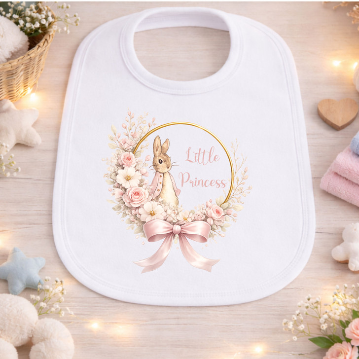 Little Princess  pink girls  FLOPSY RABBIT  White Baby Bib