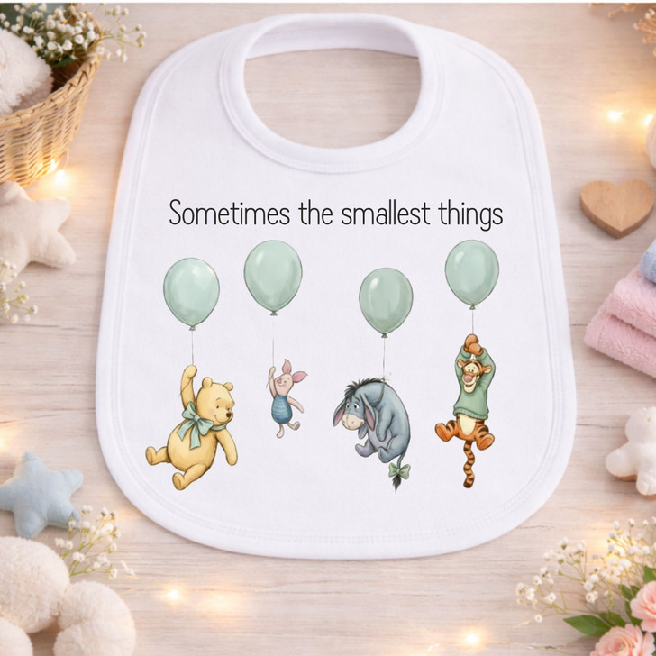 winnie the pooh & FRIENDS SOMETIMES    White Baby Bib