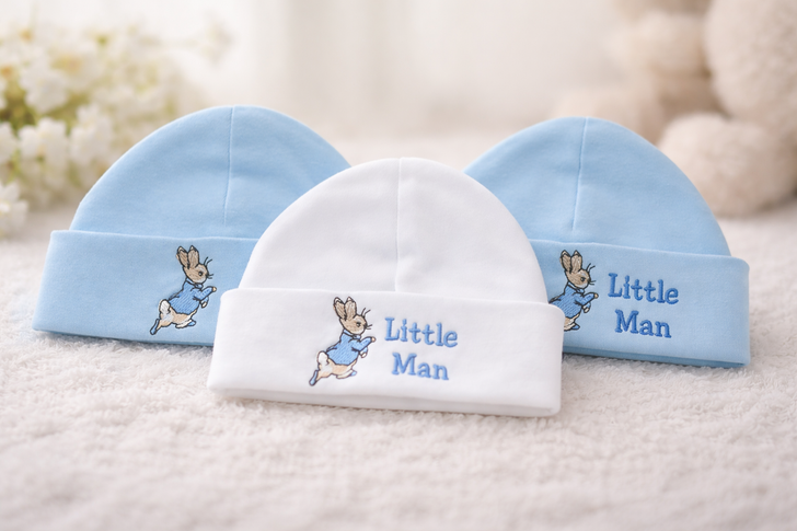 Peter Rabbit littleman  embroidered white COTTON  hat beanie