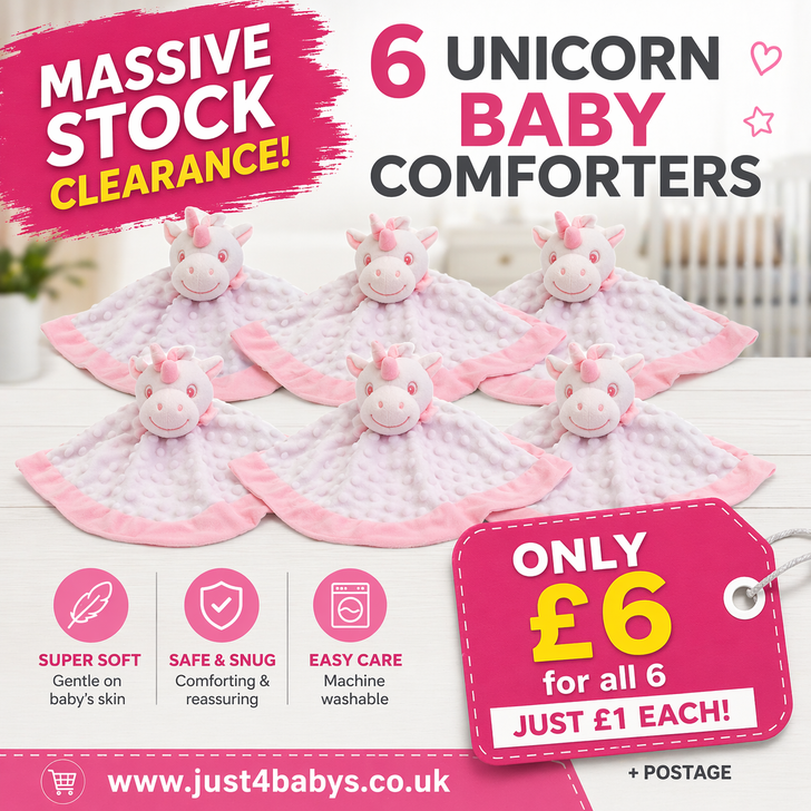 CLEARANCE BABY PLUSH UNICORN x6  STUNNING  COMFORTER SECURITY