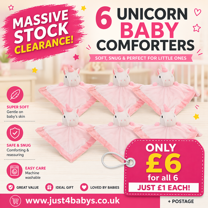 CLEARANCE BABY PLUSH  UNICORN x6  STUNNING  COMFORTER SECURITY