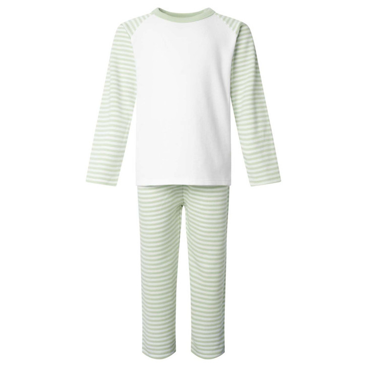 Soft Striped  SAGE GREEN Children's Pyjama Sets  6 Months – 6 Years