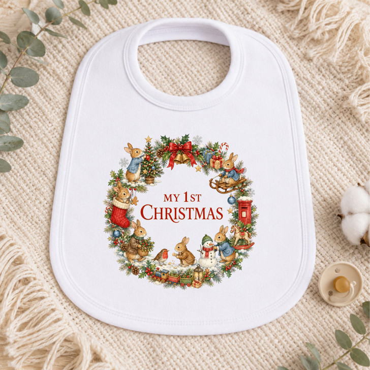 MY 1ST CHRISTMAS  rabbit  design Baby Bib pr2