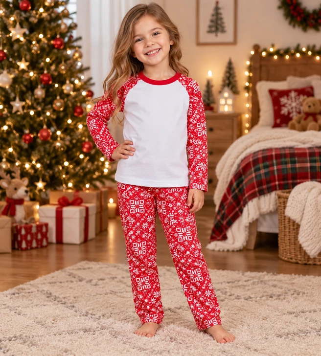 CHRISTMAS PJS  White Long Raglan Sleeve Pyjama Set