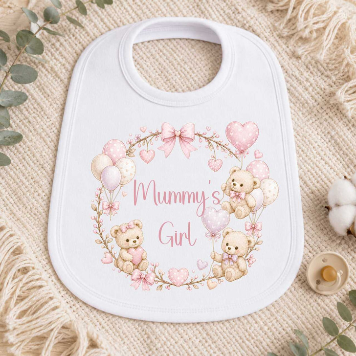BIB 7 blue girls TEDDYBEAR MUMMYS GIRL design Baby Bib