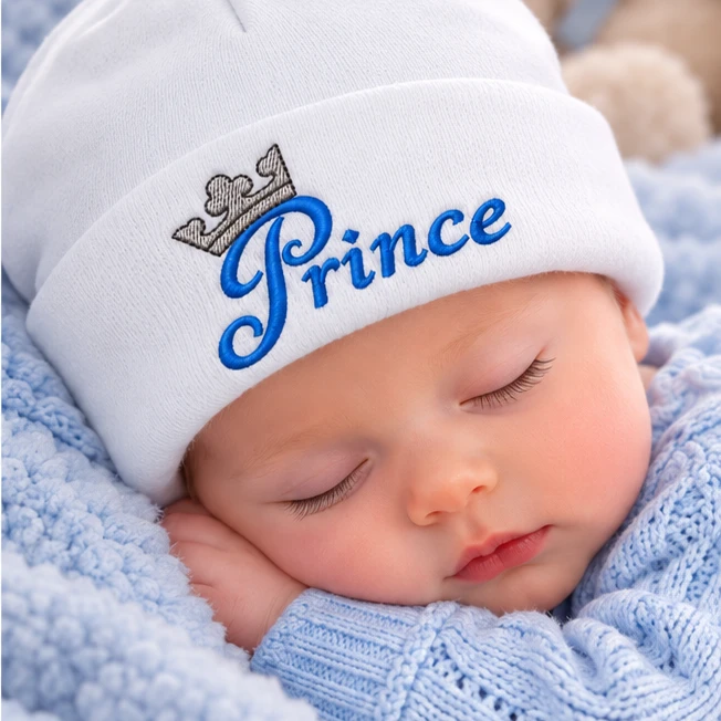 PRINCE embroidered white COTTON  hat beanie 0.3M