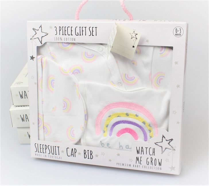 BABY GIRLS RAINBOWS 3 PIECE SET IN A GIFT BOX (0-3 MONTHS)