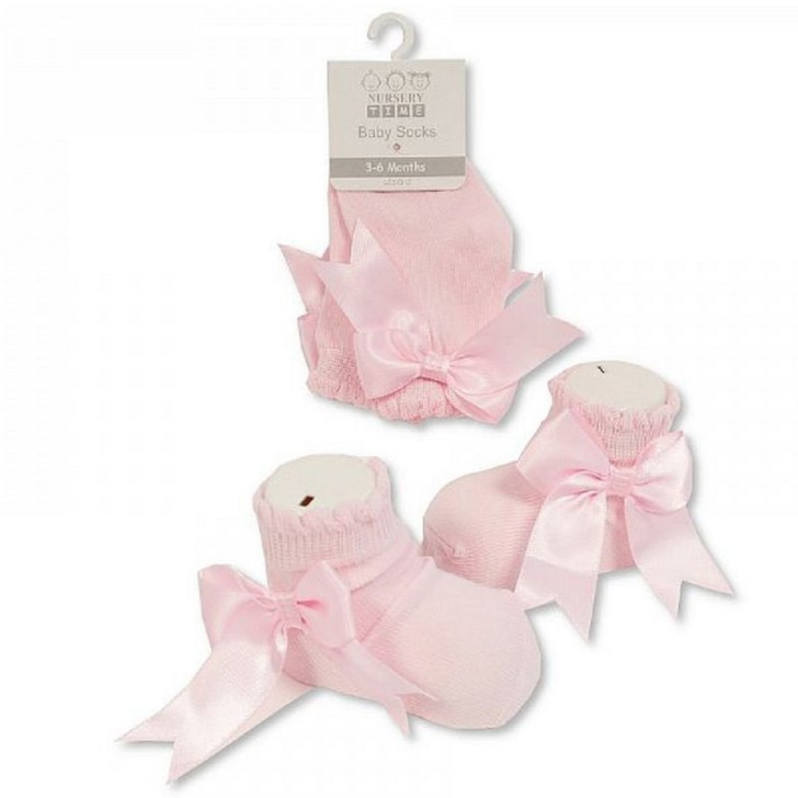 Copy of Baby Socks with Bow - pink 0-18m