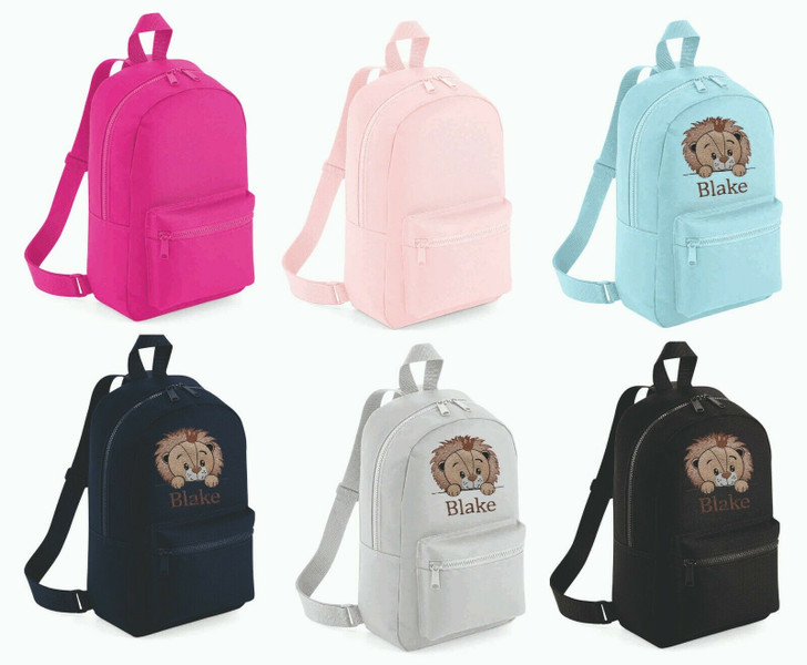 Personalised embroidered LION CUB  safari Boys Girls Rucksack Backpack Bag Mini School