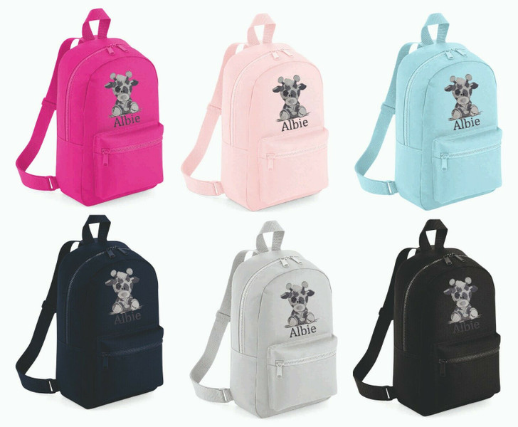 Personalised embroidered patchwork GIRAFFE Boys Girls Rucksack Backpack Bag Mini School