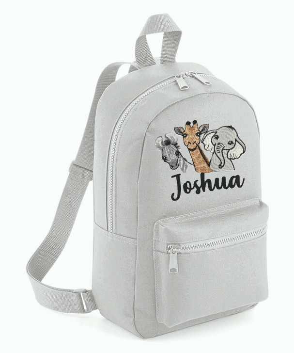 Personalised embroidered 3 SAFARI ANIMALS Boys Girls Rucksack Backpack Bag School elephant