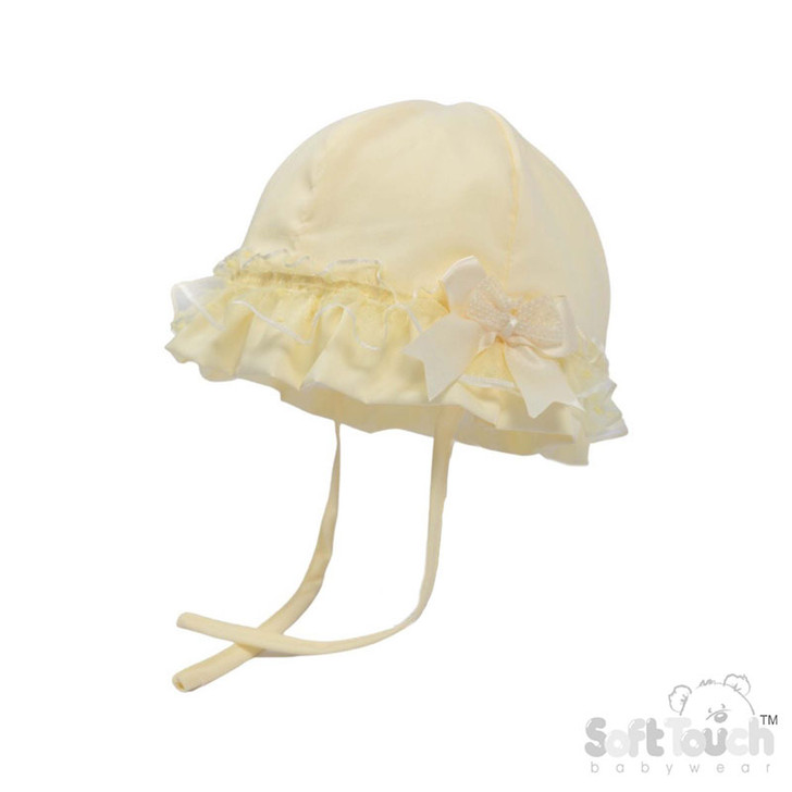 Baby Girl SUN HAT Summer Frilly Lace Bow Chin Straps