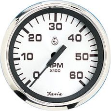 Faria Spun Silver 4" Tachometer (6000 RPM) (Gas Inboard  I\/O) [36004]