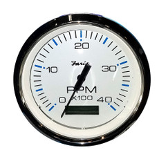 Faria Chesapeake White SS 4" Tachometer w\/Hourmeter (4000 RPM) (Diesel) (Mech. Takeoff  Var. Ratio Alt) [33834]