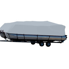 Carver Sun-DURA Styled-to-Fit Boat Cover f\/16.5 Pontoons w\/Bimini Top  Rails - Grey [77516S-11]