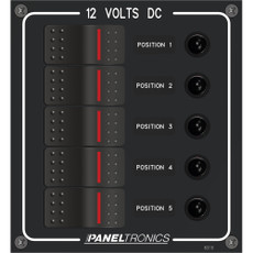 Paneltronics Waterproof Panel - DC 5-Position Illuminated Rocker Switch & Circuit Breaker [9960018B]