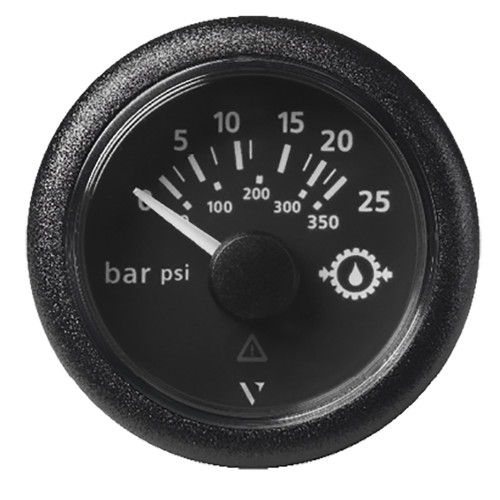 Veratron 52MM (2-1\/16") ViewLine Transmission Oil Pressure 25 Bar\/350 PSI - Black Dial  Round Bezel [A2C59514136]