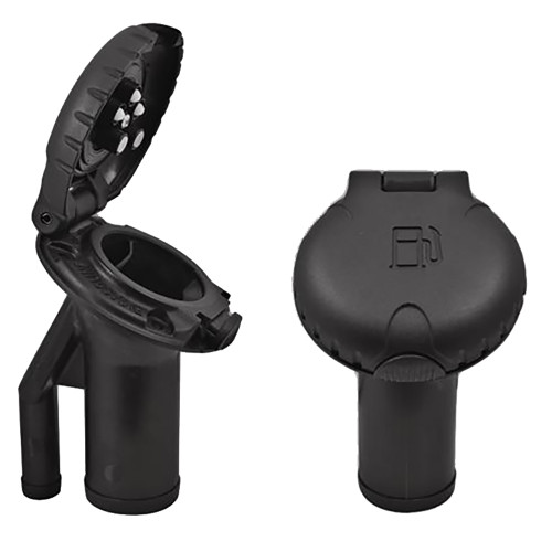 Attwood Deck Fill f\/Pressure Relief Systems - Angled Body  Scalloped Black Plastic Cap [99DFPVAB1S]