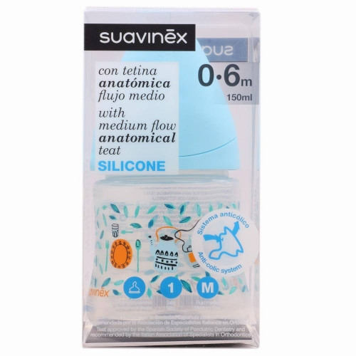 Biberón tetina anatómica silicona suavinex clásico t1 m 150 mL 1 U