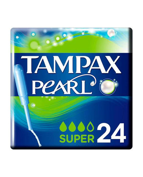 24 tampones con aplicador pearl super tampax