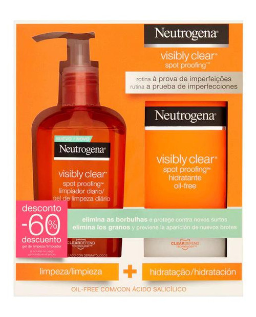 Pack cuidado facial visiblemente claro limpiadora spot proofing + crema hidratante neutrogena