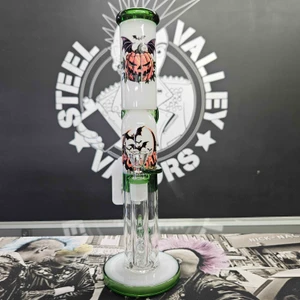 Pulsar Double Stacked Halloween Glass Water Pipe | 12.75"