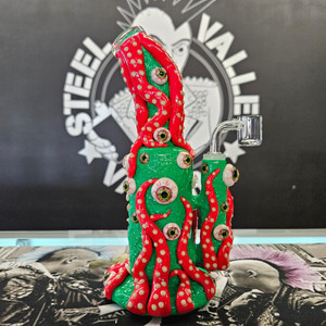 Octo Eyeballz Glow In The Dark Dab Rig | 9.5" | 14mm F image 0