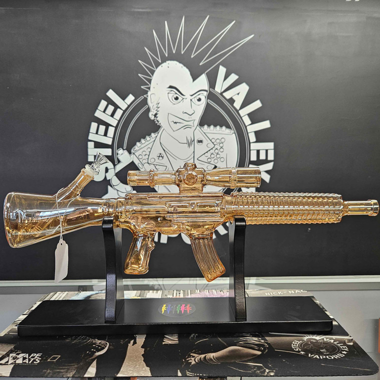 Machine Gun Glass Water Pipe | 23.75"
