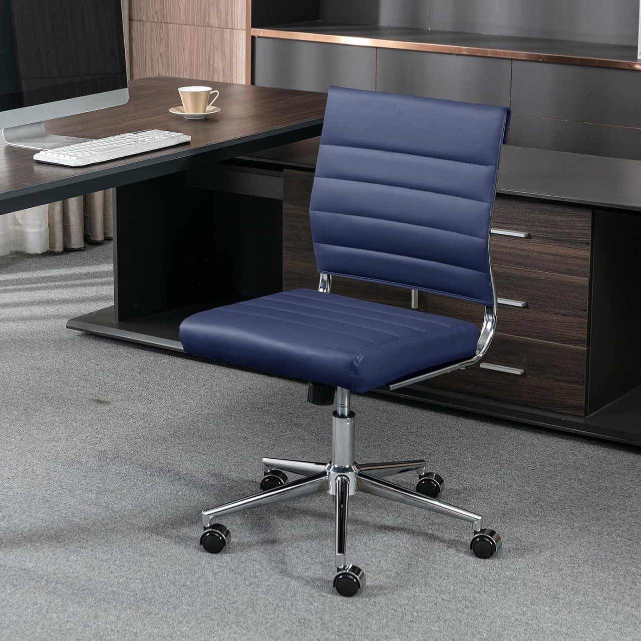 Humanspine Armless Office Desk Chair, Mid Back Ergonomic Swivel