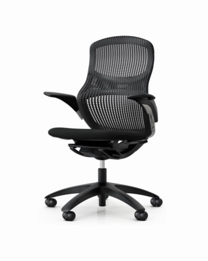 Knoll Generation Chair, All Features, Black Frame White Back Dark