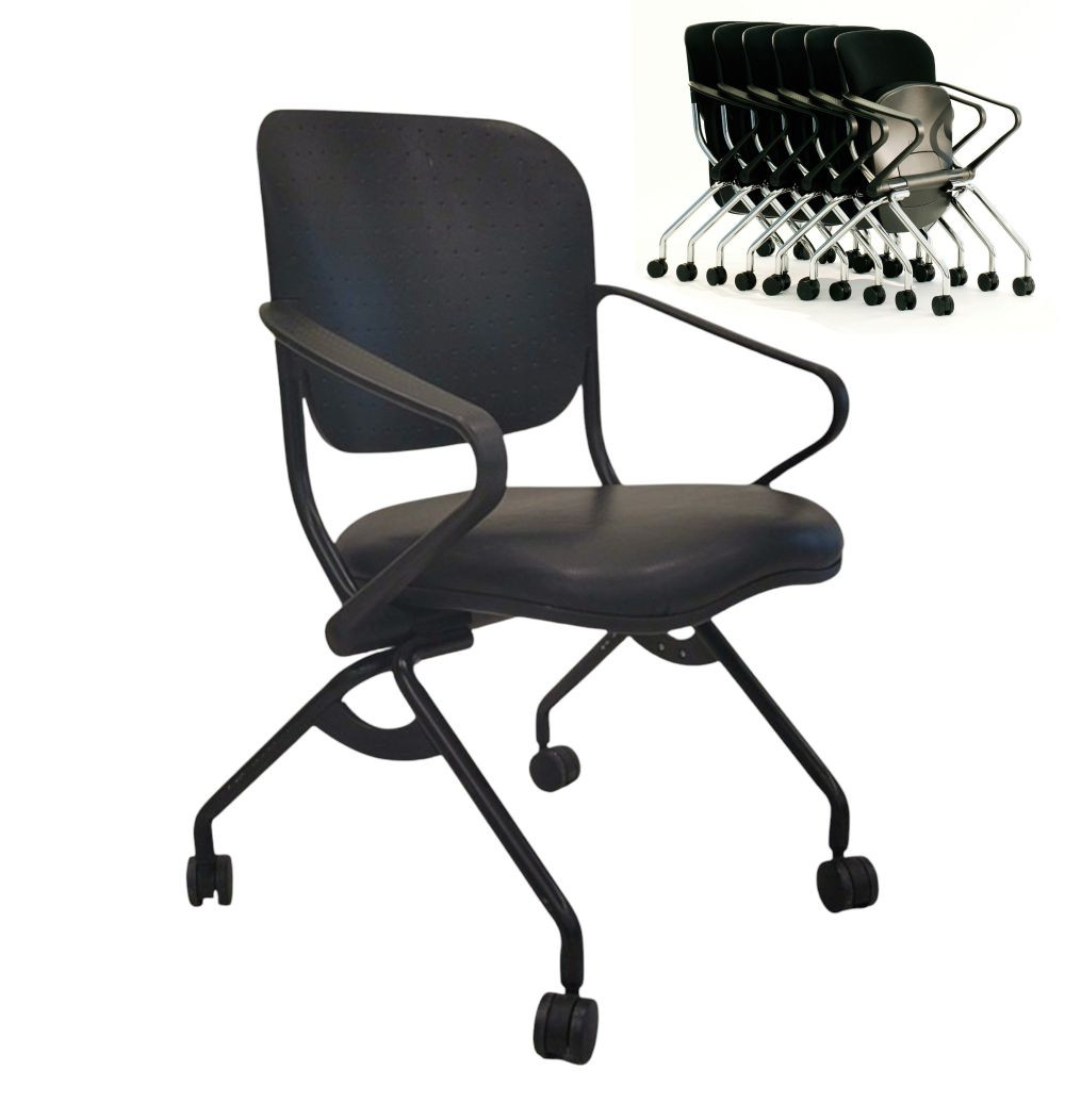 2-Pack Stackable Conference Room Chairs with Wheels and Paddle
