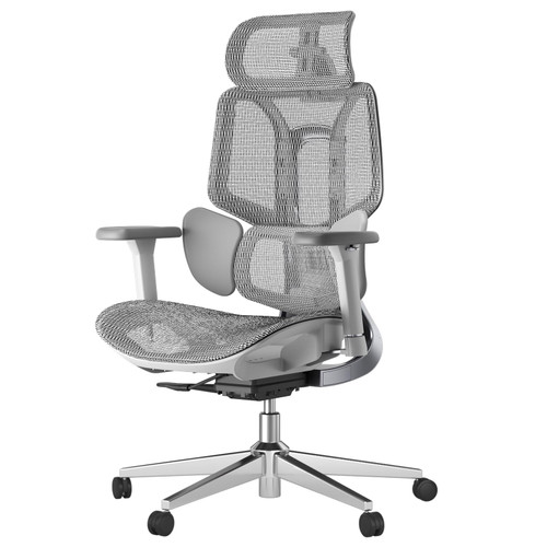 Air Ergonomic Office Chair, Big and Tall Office Chair - with 3-Zone Dynamic Lumbar Support, 3D Adjustable Headrest, 3D Adjustable Armrests, Swivel, Grey(No Footrest)