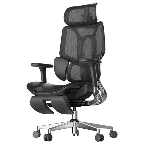Ergonomic Office Chair, Big and Tall Office Chair - with 3-Zone Dynamic Lumbar Support, 3D Adjustable Headrest, 4D Adjustable Armrests, Swivel, Black(with Footrest)