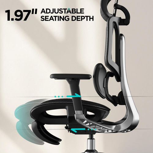 Ergonomic Office Chair, Big and Tall Office Chair - with 3-Zone Dynamic Lumbar Support, 3D Adjustable Headrest, 4D Adjustable Armrests, Swivel, Black(with Footrest)