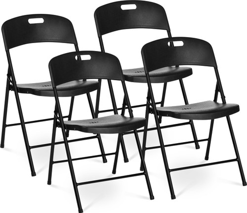 (Black, 4 Pack) Folding Chair, Indoor Outdoor Plastic Commercial Stackable Foldable Guest Chairs for Events Office Wedding Party Picnic Kitchen Dining, 350lb Capacity.