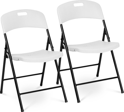 (White, 2 Pack) Folding Chair, Indoor Outdoor Plastic Commercial Stackable Foldable Guest Chairs for Events Office Wedding Party Picnic Kitchen Dining, 350lb Capacity.