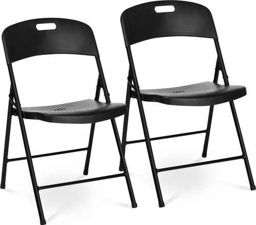 (Black, 2 Pack) Folding Chair, Indoor Outdoor Plastic Commercial Stackable Foldable Guest Chairs for Events Office Wedding Party Picnic Kitchen Dining, 350lb Capacity.