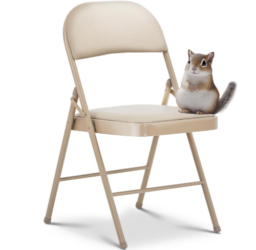 (Khaki, 1 Pack) Vinyl Folding Chairs, Padded Vinyl Cushion Chairs with Durable Metal Frame, Indoor Outdoor Stackable Foldable Guest Chairs for Office Wedding Kitchen Dining, 300lb Capacity.
